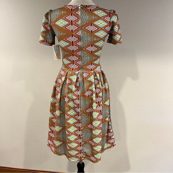 LuLaRoe geometric print short sleeve Amelia dress size extra small - Picture 9 of 13